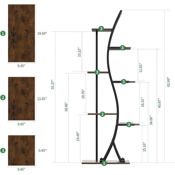 Curved Metal Six-Shelf Plant Stand
