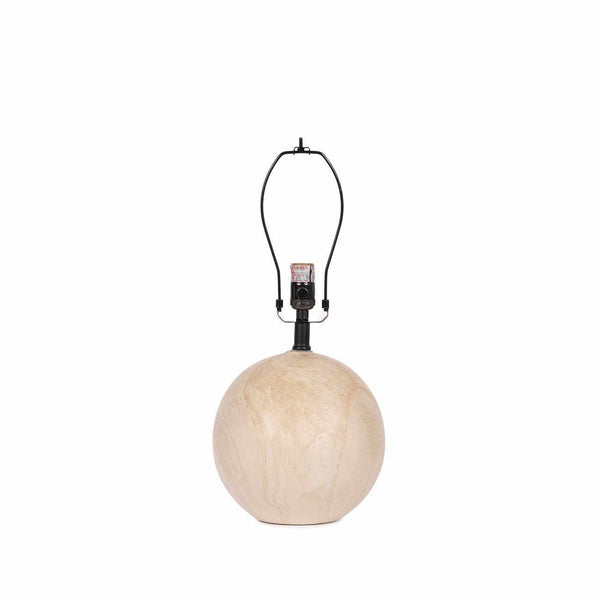 Round Ceramic Linen-Shade Table Lamp