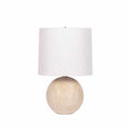 Round Ceramic Linen-Shade Table Lamp