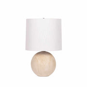 Round Ceramic Linen-Shade Table Lamp