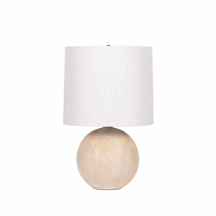 Round Ceramic Linen-Shade Table Lamp