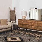 Round Ceramic Linen-Shade Table Lamp