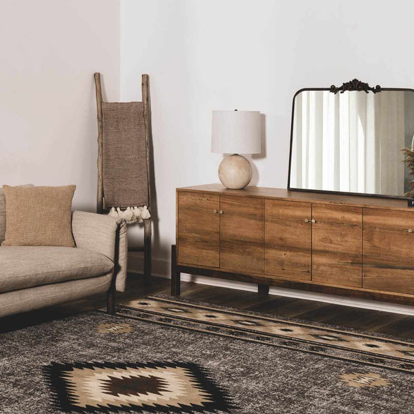 Round Ceramic Linen-Shade Table Lamp