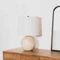 Round Ceramic Linen-Shade Table Lamp