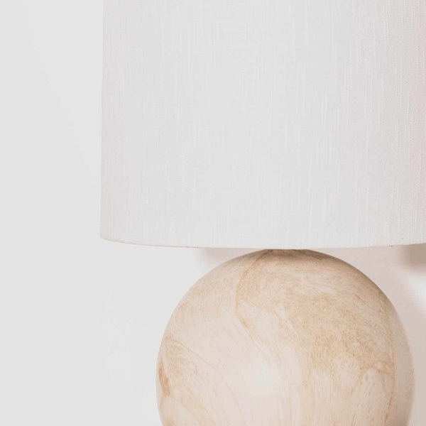 Round Ceramic Linen-Shade Table Lamp