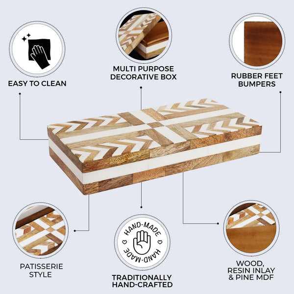 Resin Inlay Wood Decorative Storage Box