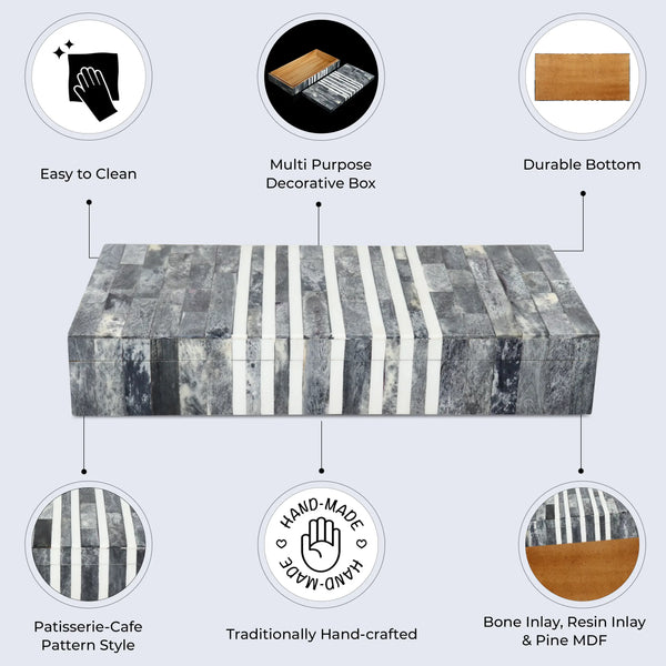 Stripe Inlay Bone Resin Storage Box