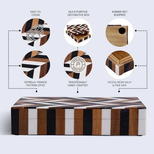 Resin Inlay Wood Marquetry Decorative Box