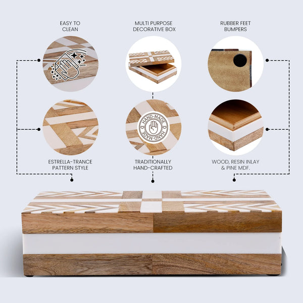 Resin Inlay Wood Decorative Storage Box
