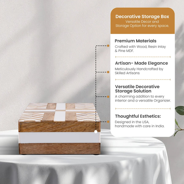 Resin Inlay Wood Decorative Storage Box
