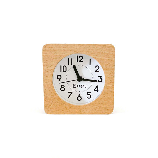 Wood-Frame Silent Analog Alarm Clock