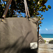 Waxed Canvas Leather Tote Bag