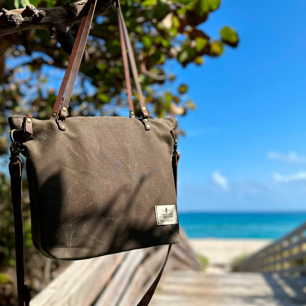 Waxed Canvas Leather Tote Bag