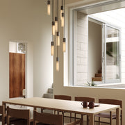 Basalt Stainless Steel Nine-Light Cluster Pendant