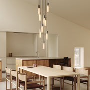 Basalt Stainless Steel Nine-Light Cluster Pendant