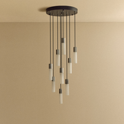 Basalt Stainless Steel Nine-Light Cluster Pendant