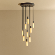 Basalt Stainless Steel Nine-Light Cluster Pendant