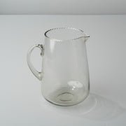 Ruffled Rim Hand-Blown Glass Pitcher
