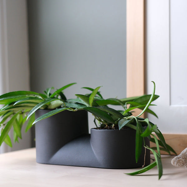 Matte Ceramic Double Planter — scale reference and proportion detail