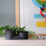 Matte Ceramic Double Planter — back and side profile detail