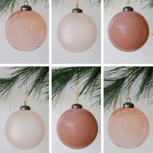 Vintage Rose Glass Ornament Set