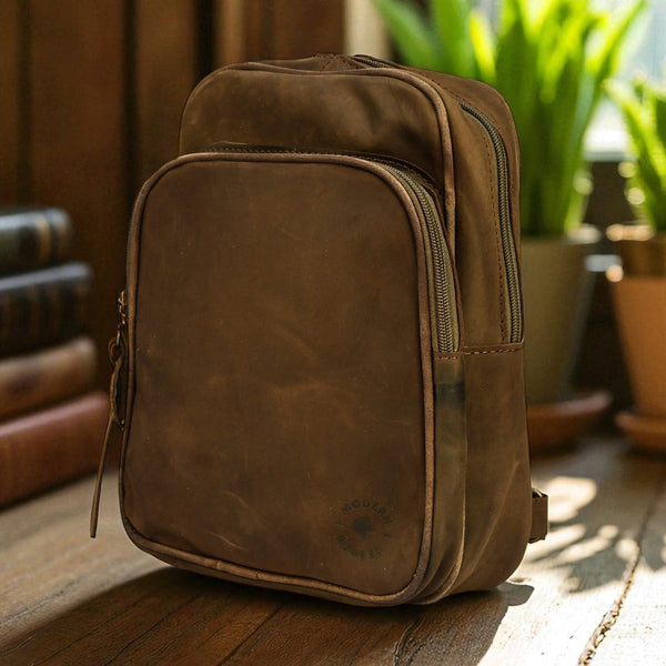 Treated Leather Crossbody Sling Bag
