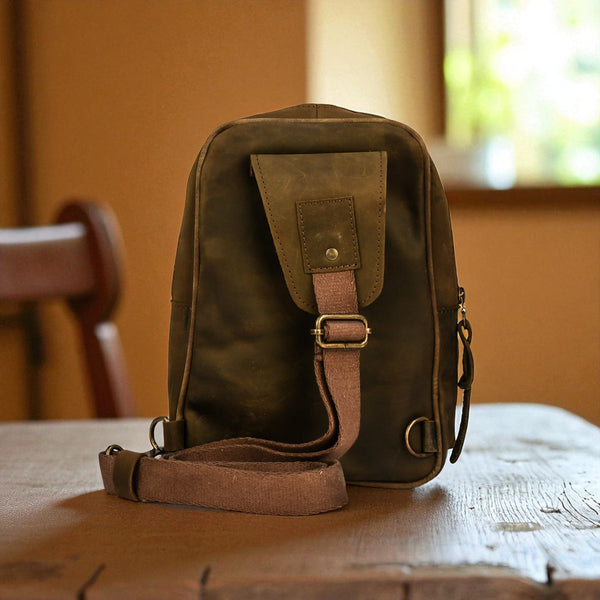 Treated Leather Crossbody Sling Bag
