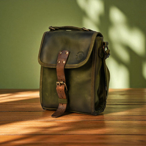 Treated Bovine Leather Crossbody Satchel