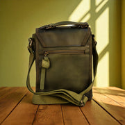 Treated Bovine Leather Crossbody Satchel