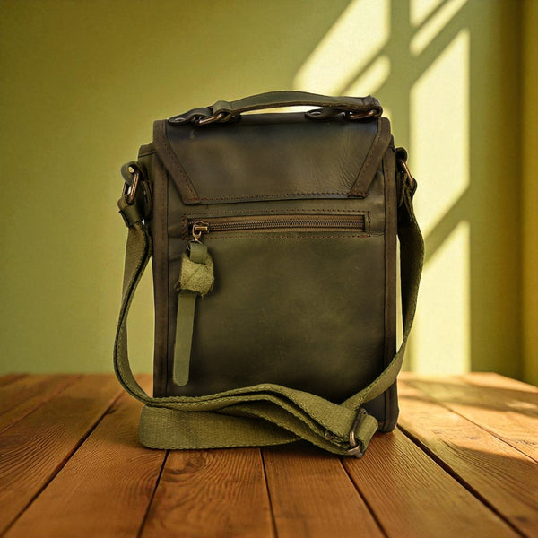 Treated Bovine Leather Crossbody Satchel
