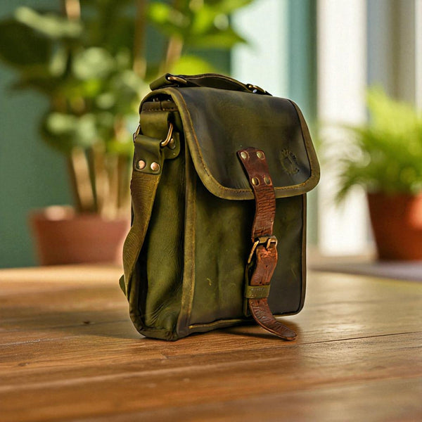 Treated Bovine Leather Crossbody Satchel