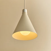 Oyster White Cone Pendant with Sphere III LED Bulb