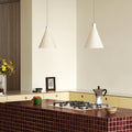 Oyster White Cone Pendant with Sphere III LED Bulb