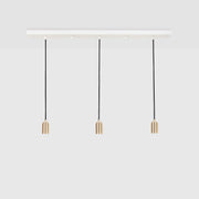 Brass Linear Triple Pendant Fixture, White Canopy