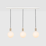 Brass Linear Triple Pendant Fixture, White Canopy
