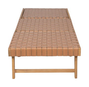 Woven Strap Acacia Outdoor Chaise — alternate angle showing full form