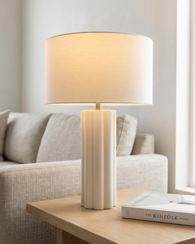 Fluted Ceramic Base Table Lamp