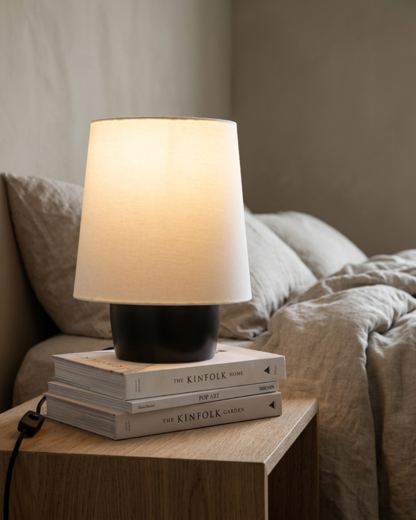 Matte Ceramic Base Cotton Shade Table Lamp