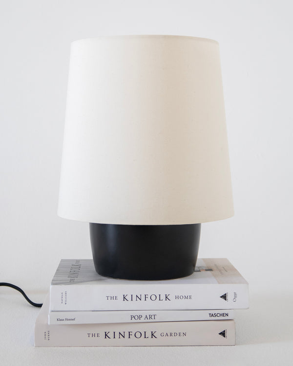 Matte Ceramic Base Cotton Shade Table Lamp
