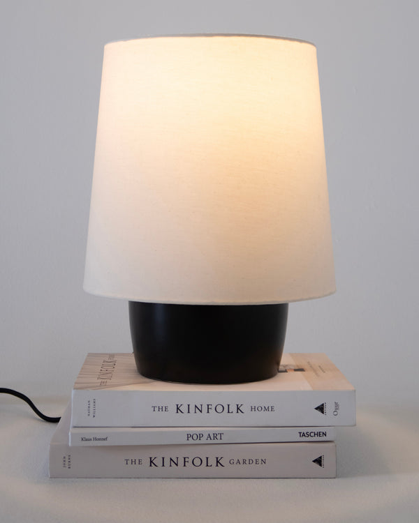 Matte Ceramic Base Cotton Shade Table Lamp