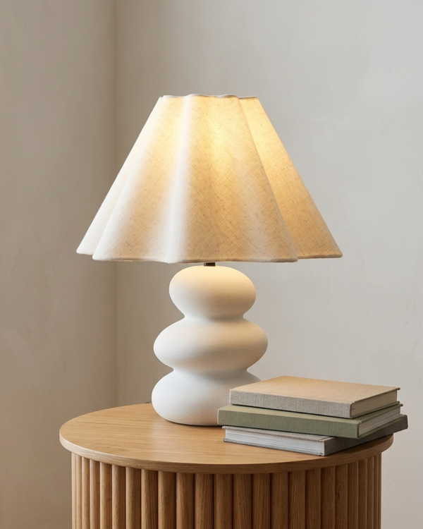 Stacked Ceramic Base Linen Shade Table Lamp