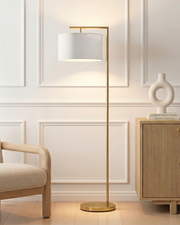 Metal Arm Drum Shade Floor Lamp