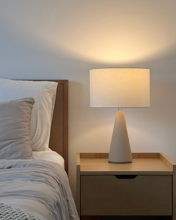 Tapered Cement-Finish Table Lamp