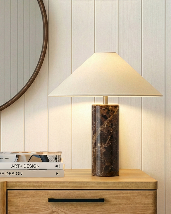 Natural Stone Cylinder Table Lamp
