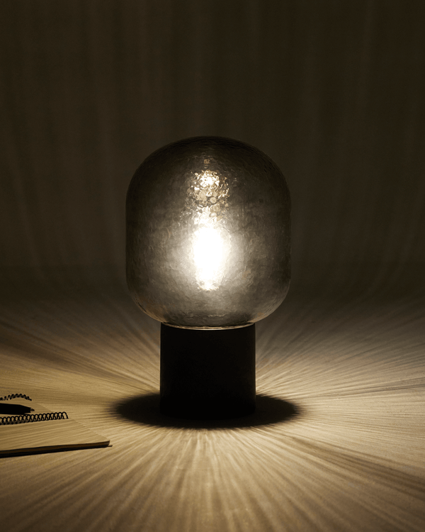 Smoked Glass Dome Table Lamp