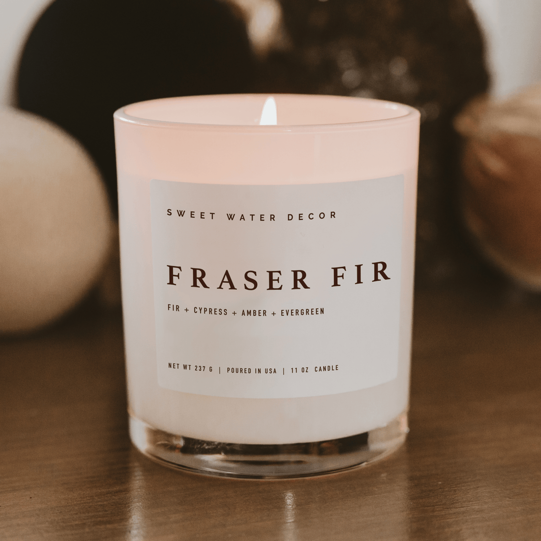 Fraser Fir Soy Candle, White Jar, 11 oz