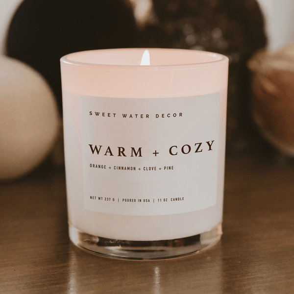 Warm & Cozy Soy-Blend Candle in White Jar, 11 oz