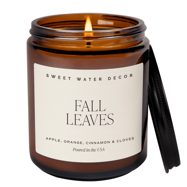 Fall Leaves Soy-Blend Candle in Amber Jar, 9 oz