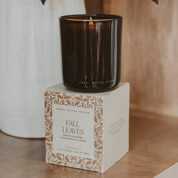 Fall Leaves Soy-Blend Candle in Amber Glass, 12 oz