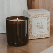 Amber Glass Fall Leaves Soy Candle, 12 oz